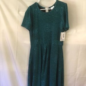 LulaRoe Amelia, NWT Teal Jacquard, Looks Embossed